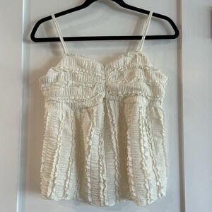 Shein Spaghetti Strap Crop Top Ruffle Lace White Sweetheart Pinup Babydoll Small